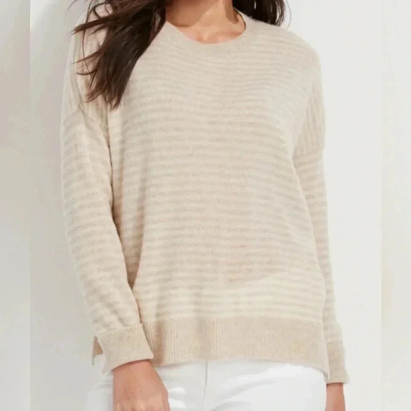 Vineyard Vines Ginny Striped Cashmere Crewneck Sweater w/ custom embroidery - Picture 3 of 7